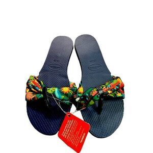 Havaianas Navy Blue Tropical Printed Sandals